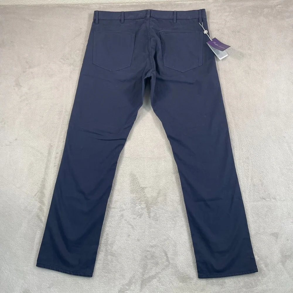 Ralph Lauren Purple Label Sateen Pants Men 38x32 Navy Slim Fit Stretch NWT $495‎